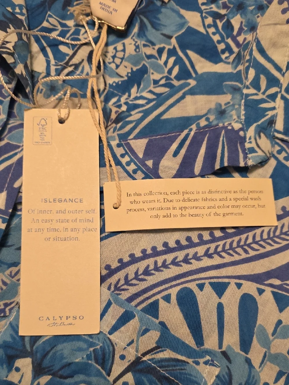 NWT Calypso St. Barth Islegance Resort Blue Paisley Cotton Blouse MSRP $328 - Picture 10 of 10